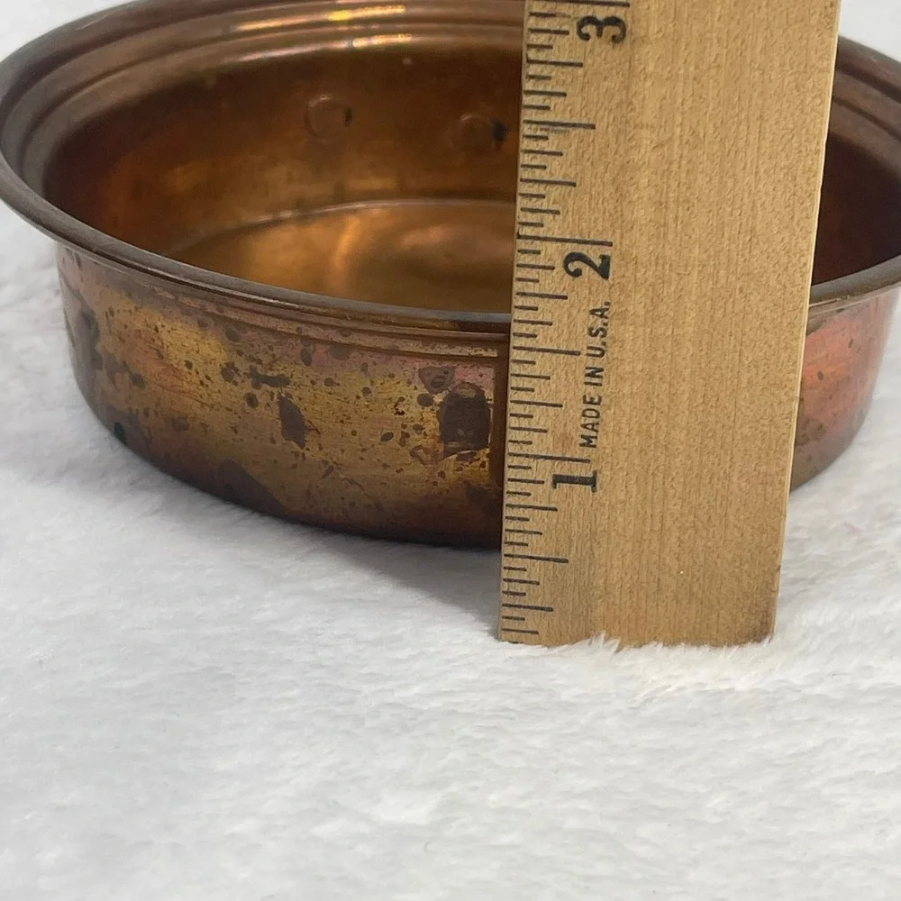 Vintage Solid Copper Pan Forged Iron Handle Hanging Hearth Kitchen Primitive